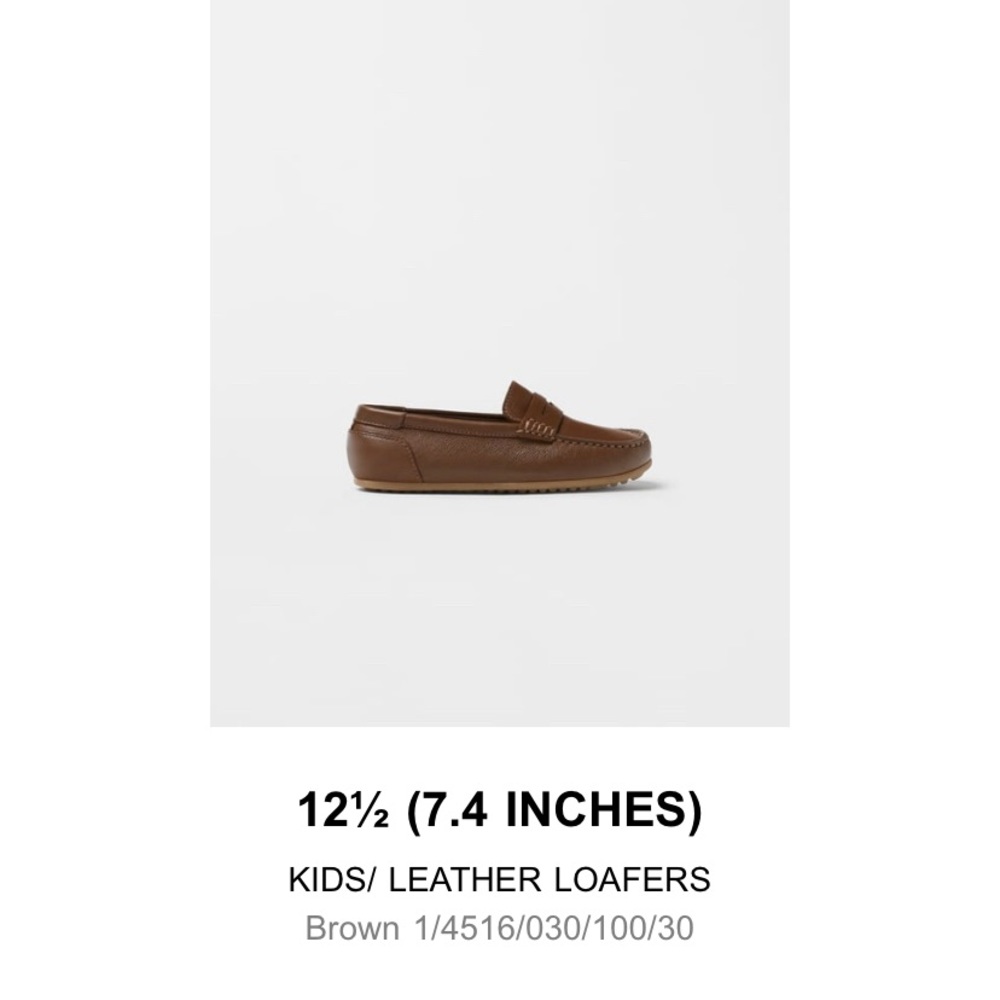 Zara Boys Learher Loafer - brown - size 12.5/30 - never worn